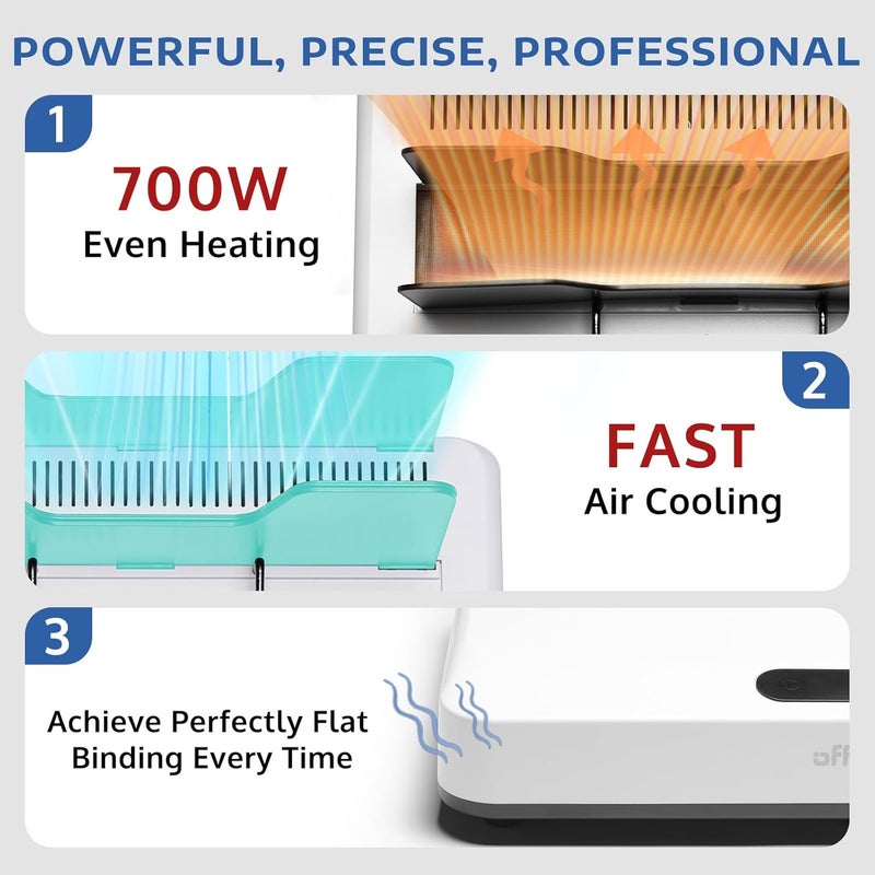 OFFNOVA Thermal Binding Machine 500 Sheets Capacity, No Preheat, Air Cooling, Book Binder Machine with 10 Binding Covers, for A4/A5/Letter Size Business Documents, Office and Homeschool Projects - Image 3